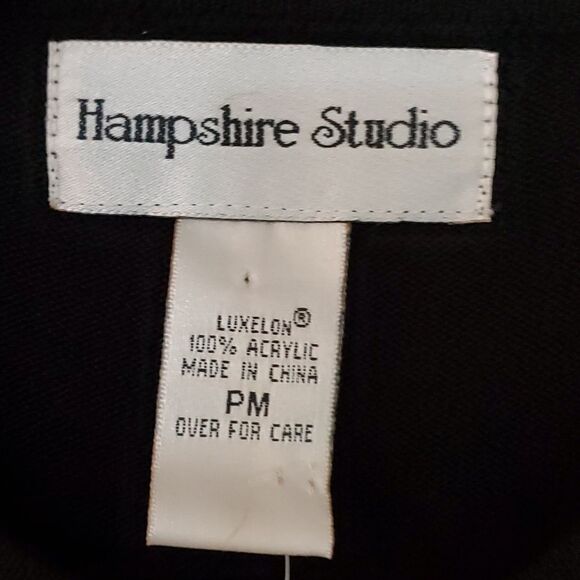 Hampshire Studio black sweater. 3/4 sleeves, bling at sleeves. Size PM. NWT. - Picture 2 of 9